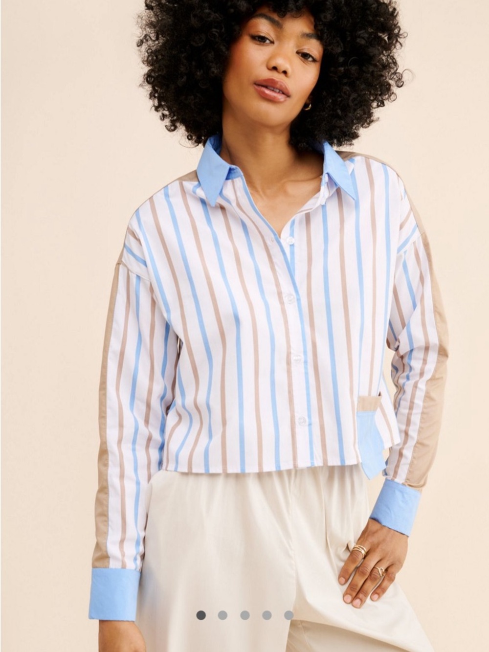 Noisy May Mixed Stripe Buttondown Shirt Small multi color